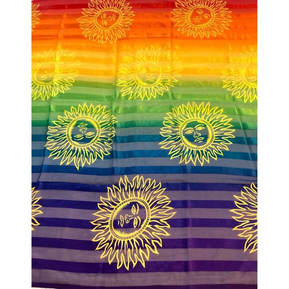 CEL BY Other - VTG 90s Boho Celestial Sun Sarong Rainbow Stripe Swimsuit Beach Cover up Wrap
